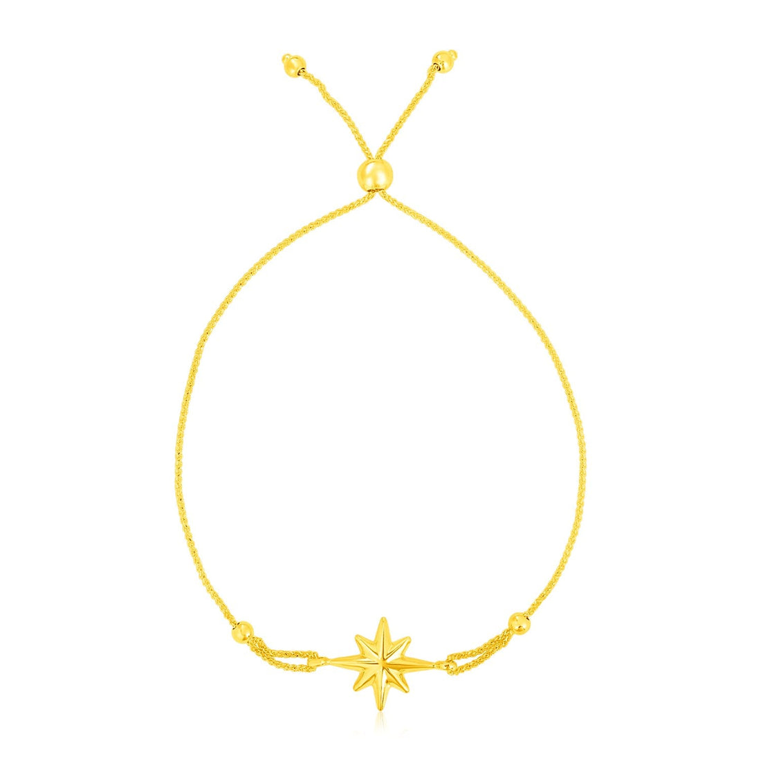 14k Yellow Gold Adjustable Bracelet with Star - Coolpeacock