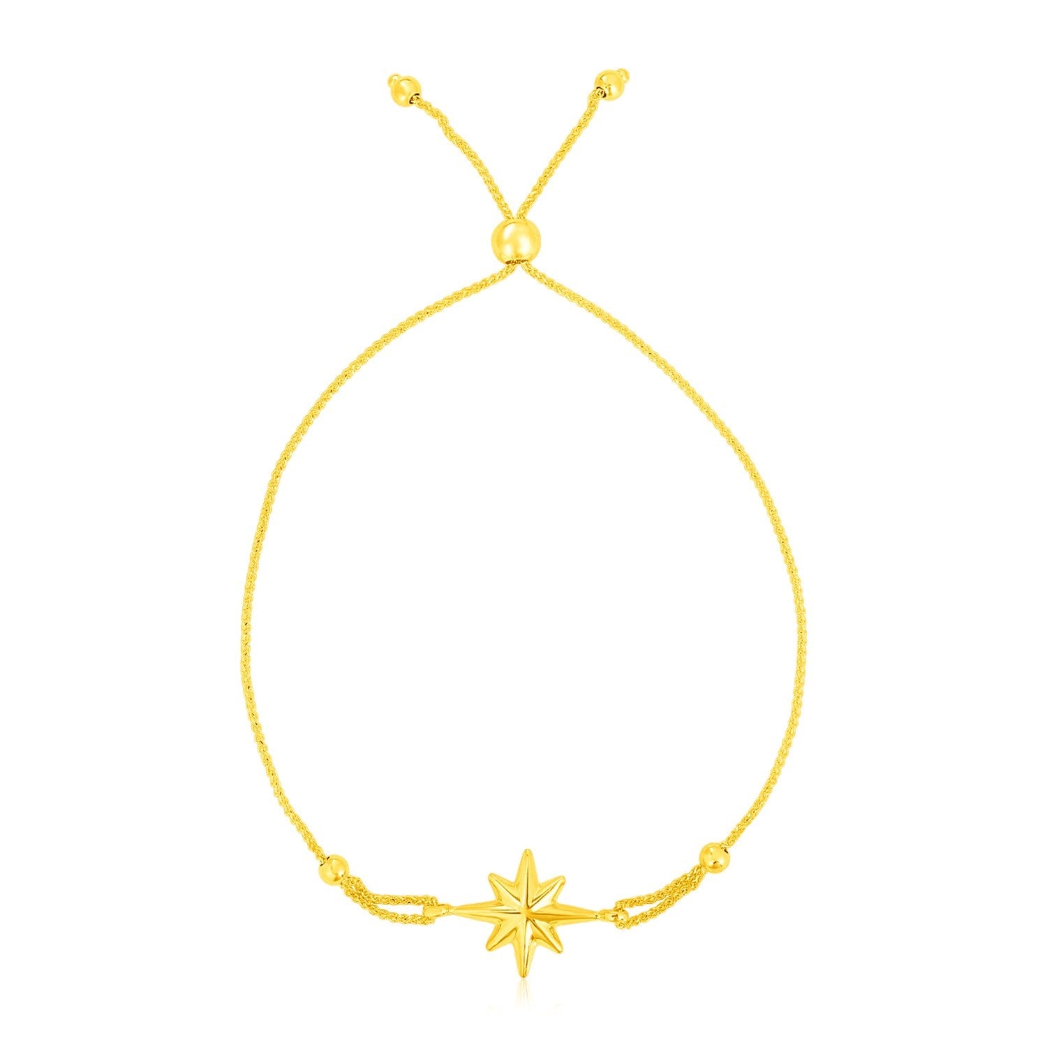 14k Yellow Gold Adjustable Bracelet with Star - Coolpeacock