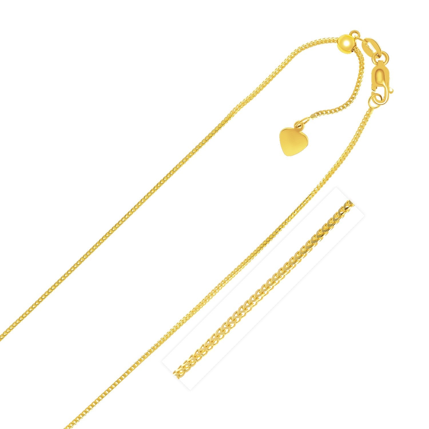 14k Yellow Gold Adjustable Franco Chain (1.00 mm) - Coolpeacock