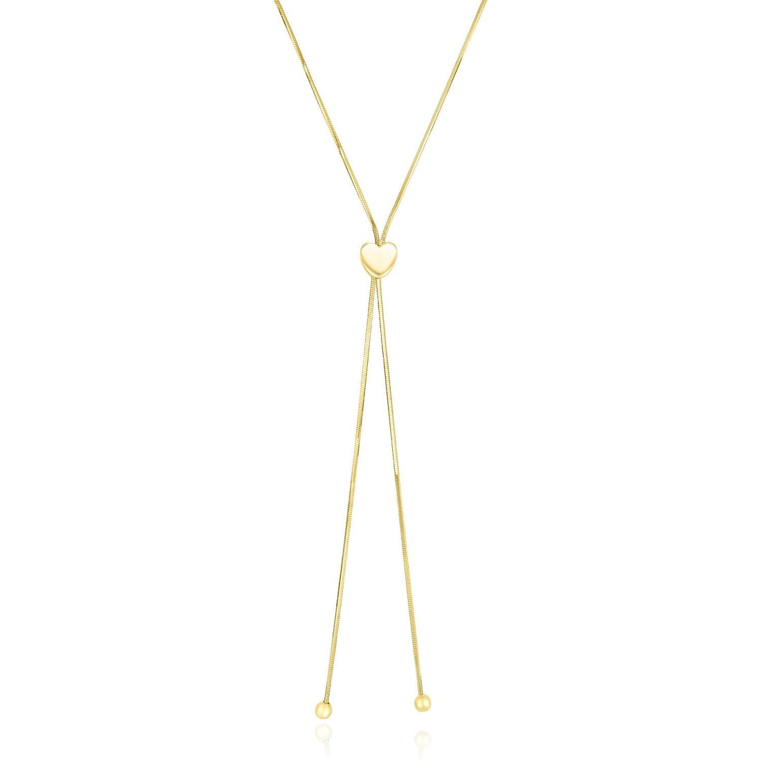 14k Yellow Gold Adjustable Heart Style Lariat Necklace - Coolpeacock