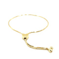 14k Yellow Gold Adjustable Lariat Style Heart Motif Bracelet (1.00 mm) - Coolpeacock