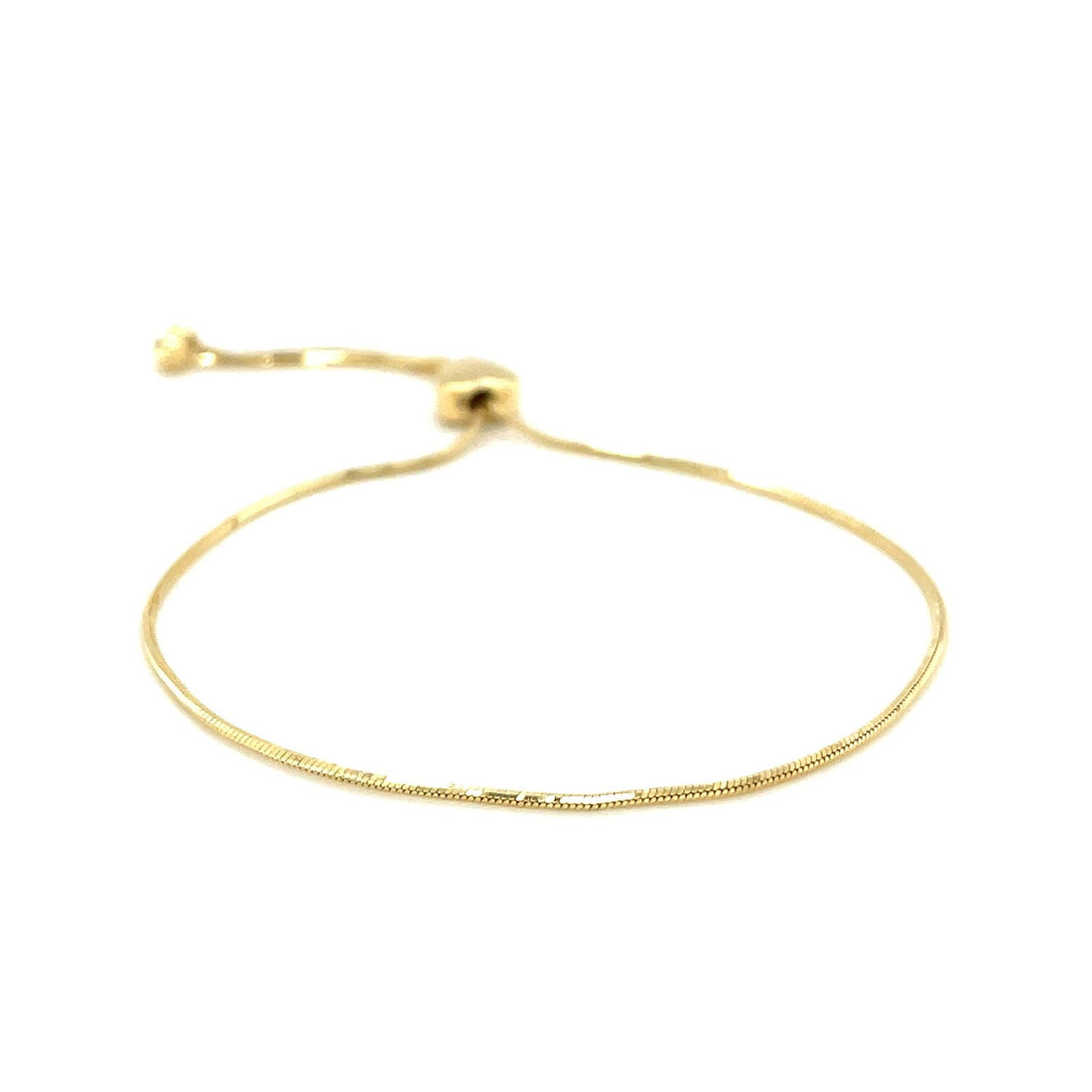 14k Yellow Gold Adjustable Lariat Style Heart Motif Bracelet (1.00 mm) - Coolpeacock