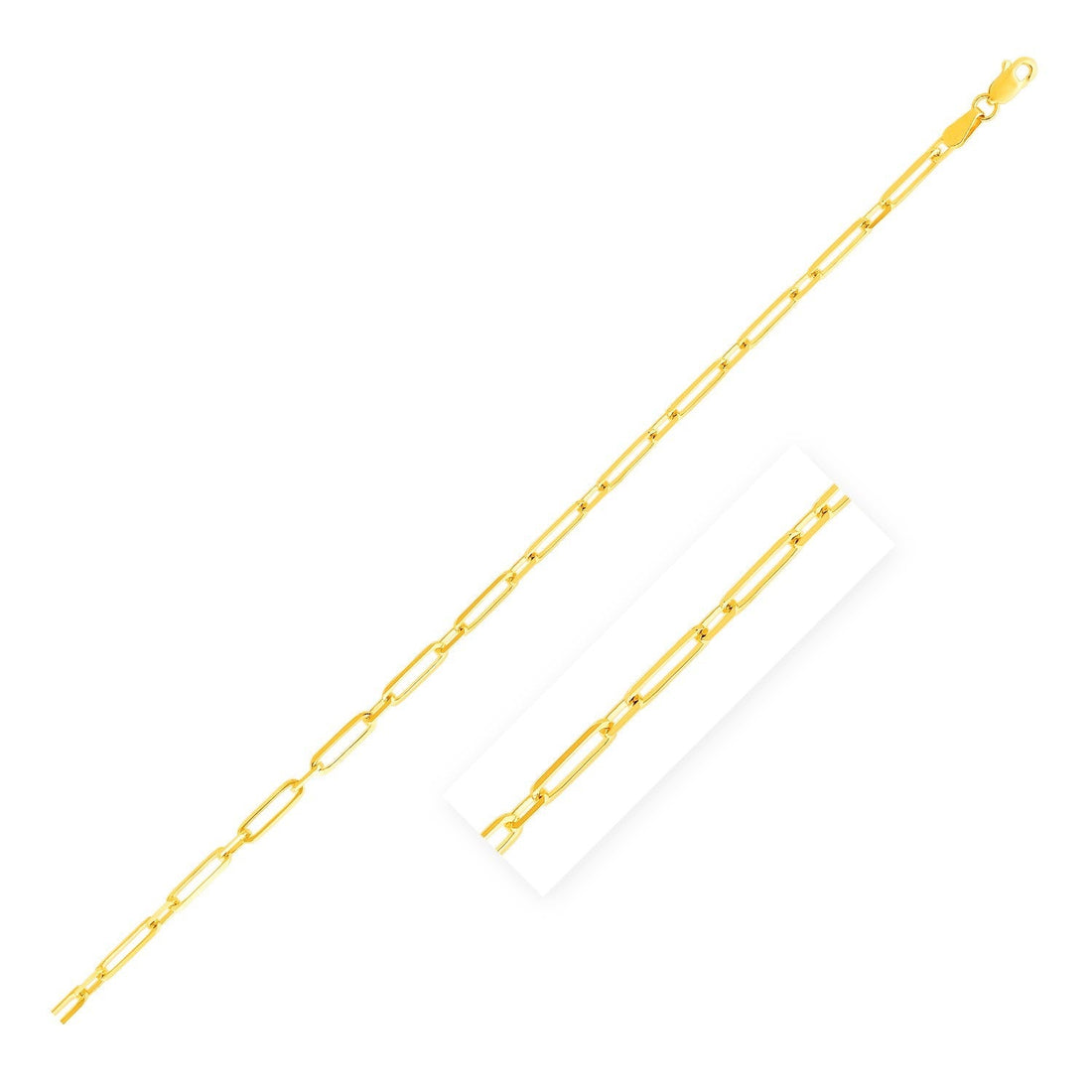 14k Yellow Gold Alternating Paperclip Anklet (2.8mm) - Coolpeacock