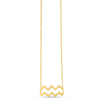 14K Yellow Gold Aquarius Necklace - Coolpeacock