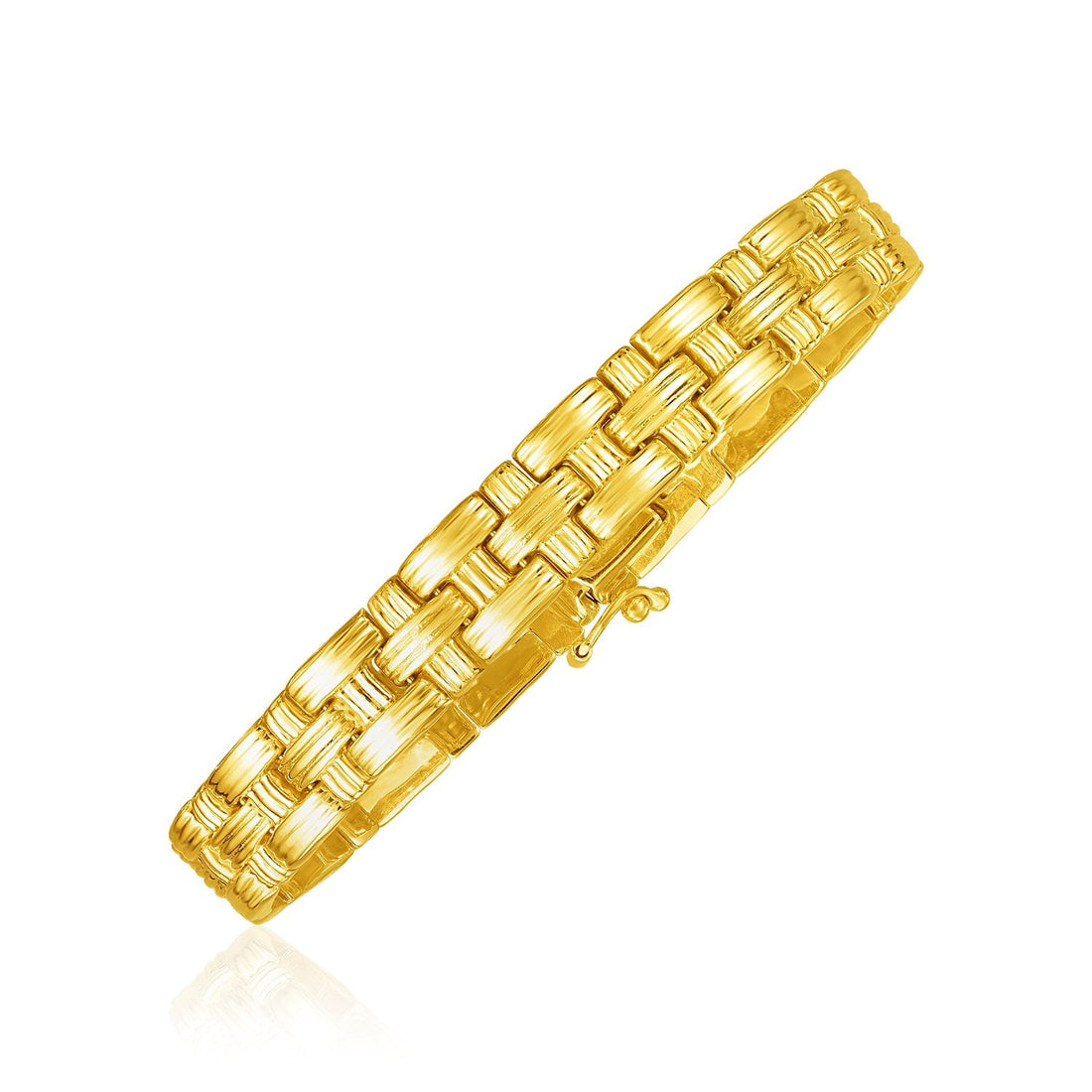 14k Yellow Gold Basket Weave Bracelet - Coolpeacock