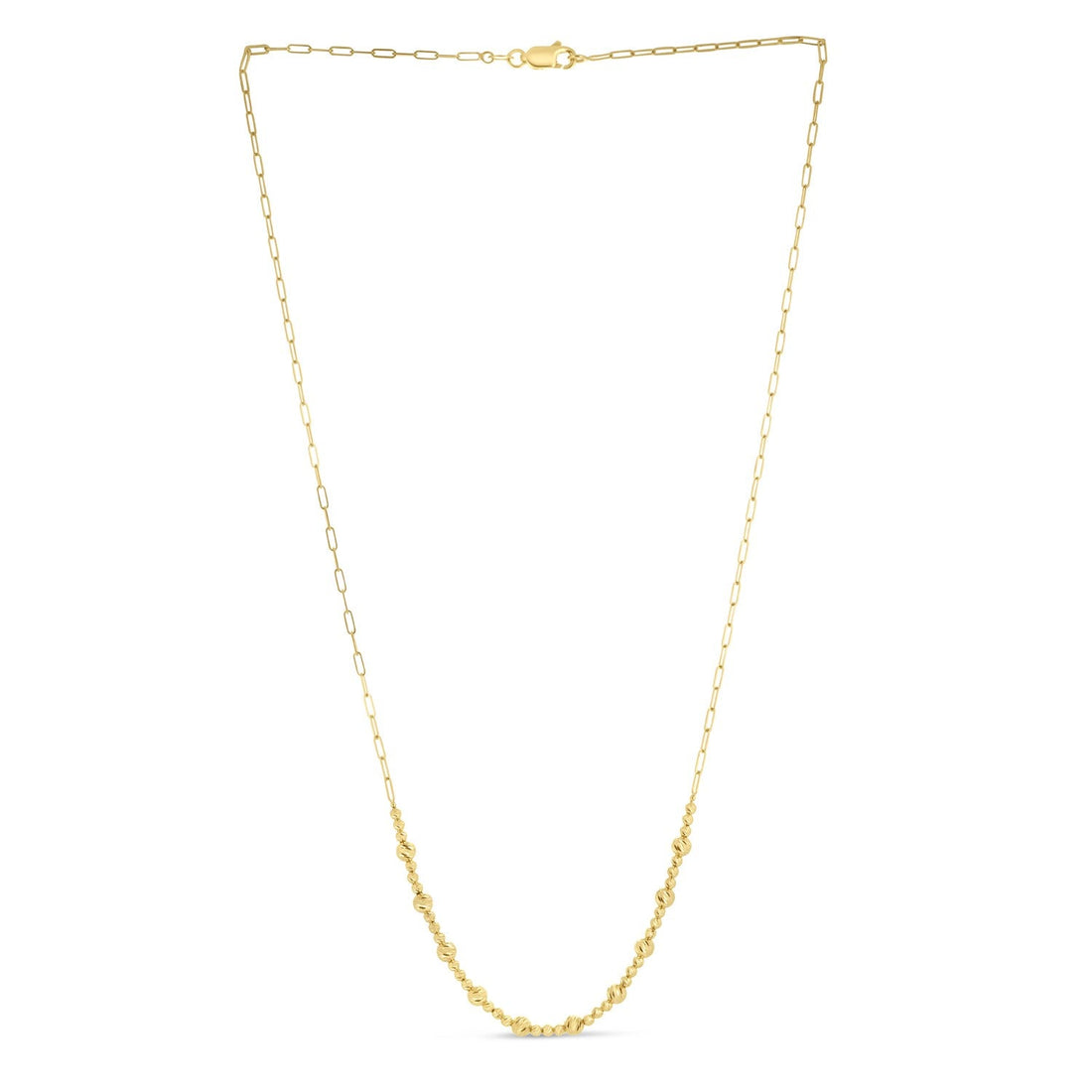 14k Yellow Gold Bead Paperclip Necklace - Coolpeacock