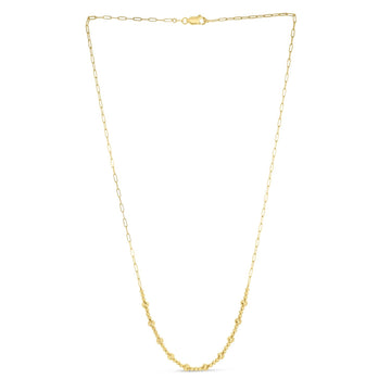 14k Yellow Gold Bead Paperclip Necklace - Coolpeacock