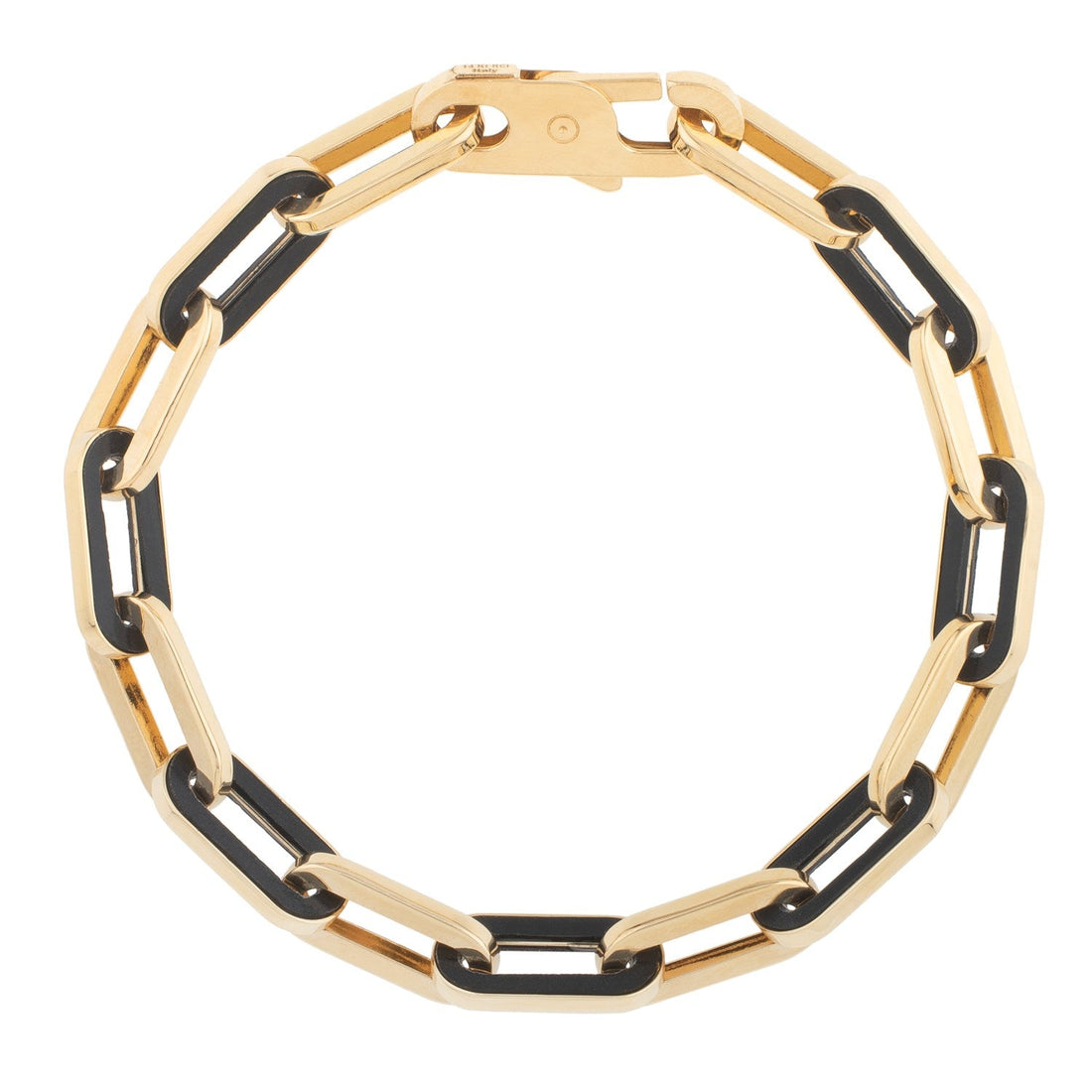 14k Yellow Gold Black Onyx Paperclip Gem Link Bracelet (7.00 mm) - Coolpeacock