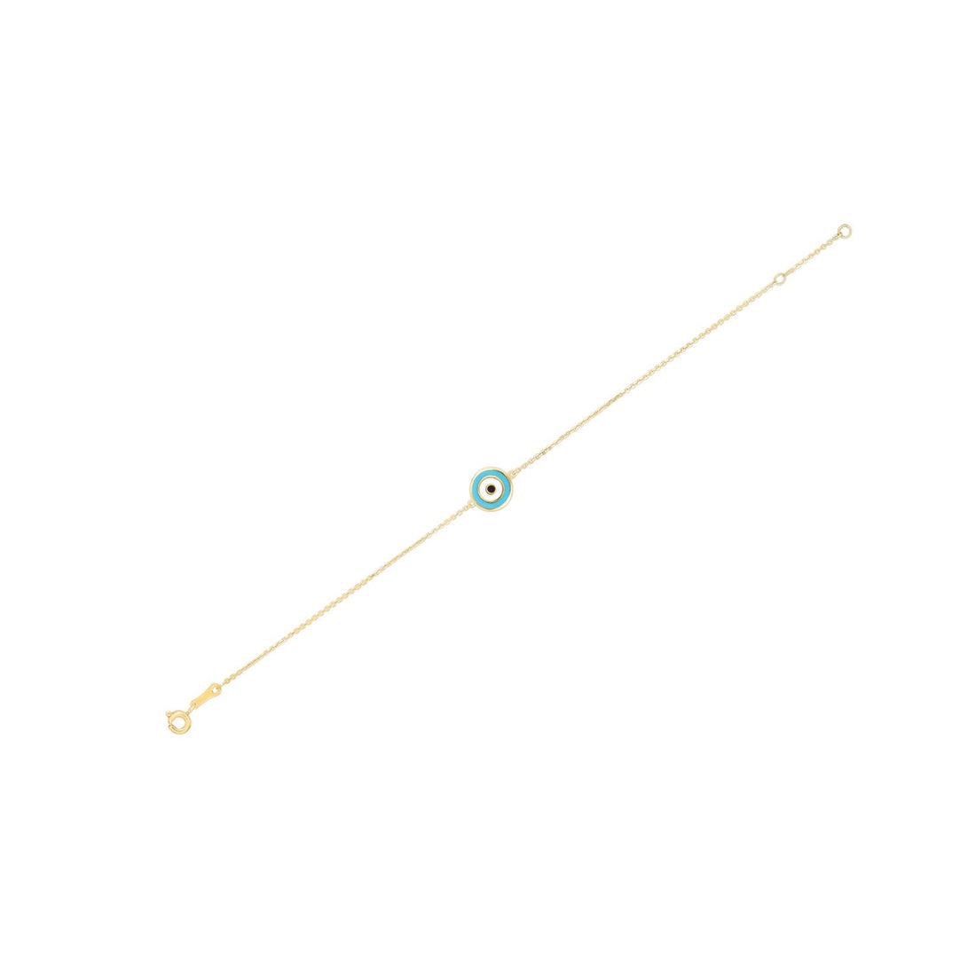 14k Yellow Gold Blue Evil Eye Bracelet (1.00 mm) - Coolpeacock