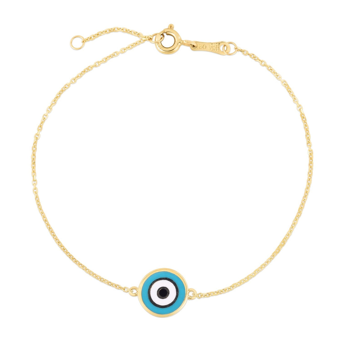 14k Yellow Gold Blue Evil Eye Bracelet (1.00 mm) - Coolpeacock