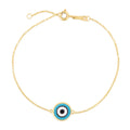 14k Yellow Gold Blue Evil Eye Bracelet (1.00 mm) - Coolpeacock