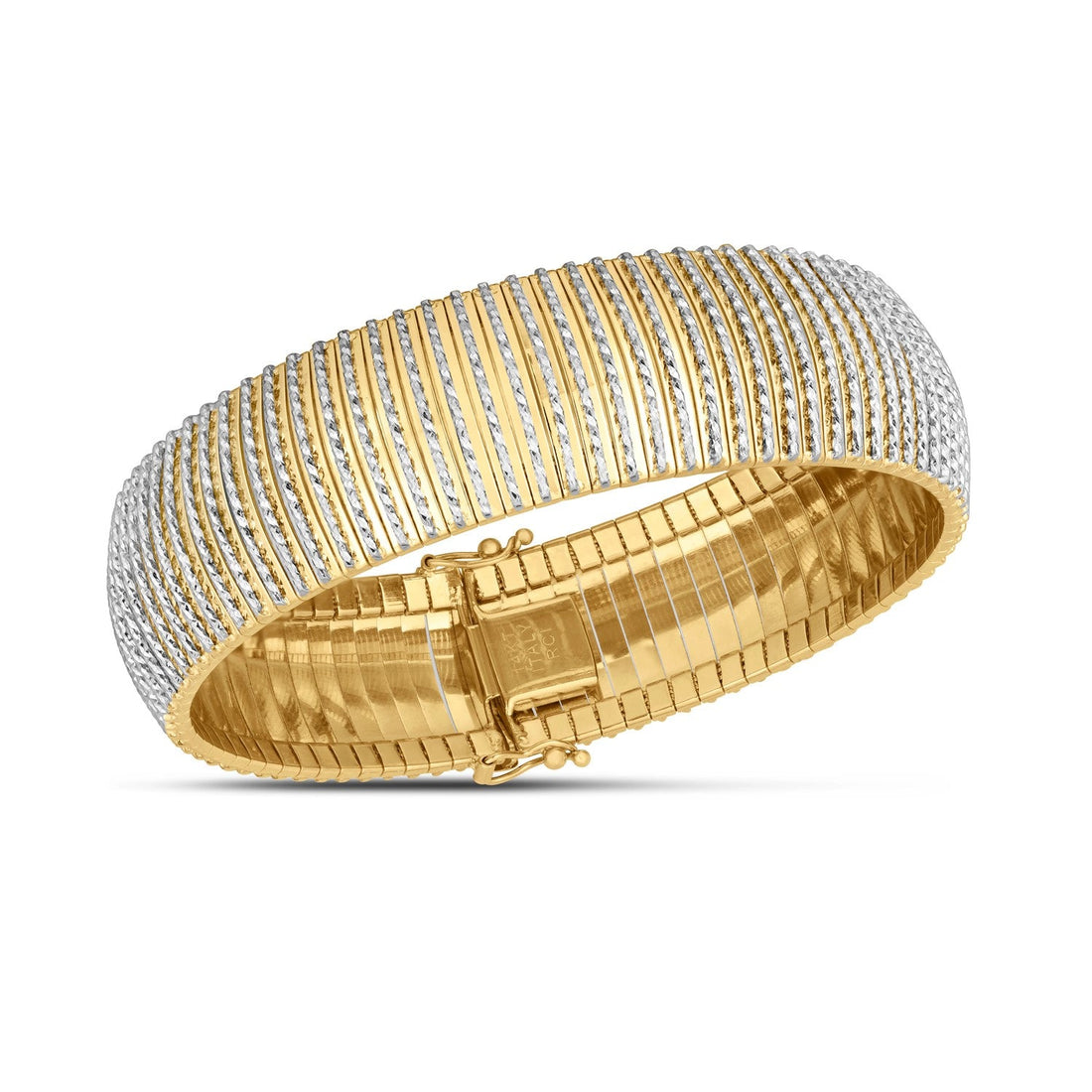 14k Yellow Gold Bold Diamante Flex Bracelet (17.10 mm) - Coolpeacock
