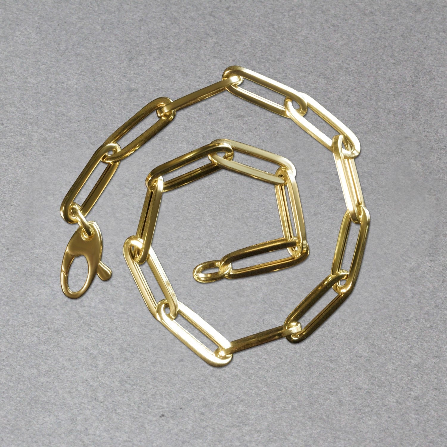 14K Yellow Gold Bold Paperclip Chain Bracelet (4.20 mm) - Coolpeacock