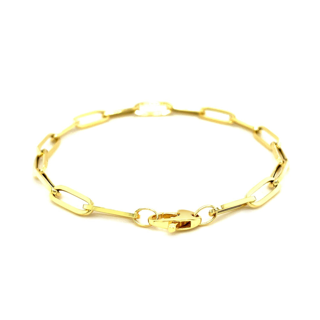 14K Yellow Gold Bold Paperclip Chain Bracelet (4.20 mm) - Coolpeacock
