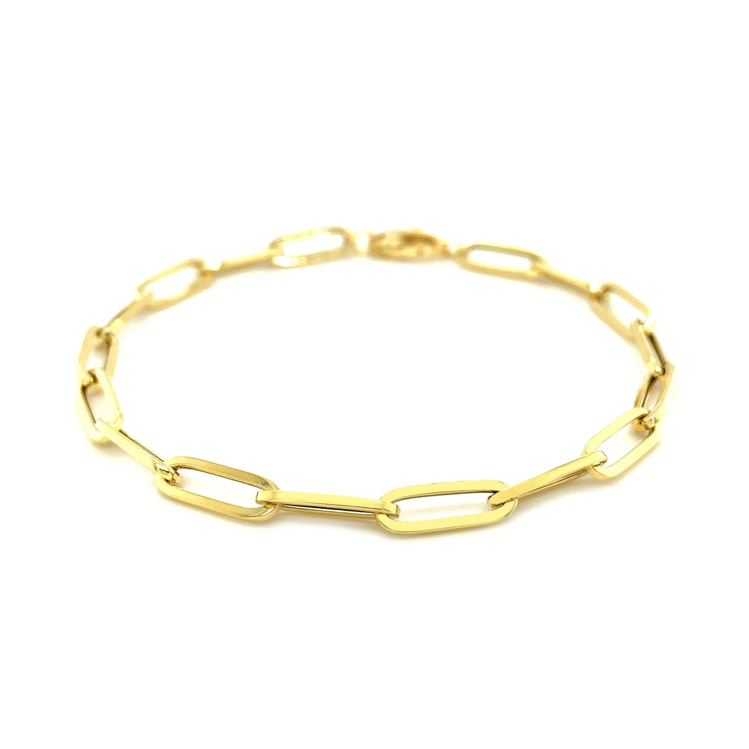 14K Yellow Gold Bold Paperclip Chain Bracelet (4.20 mm) - Coolpeacock