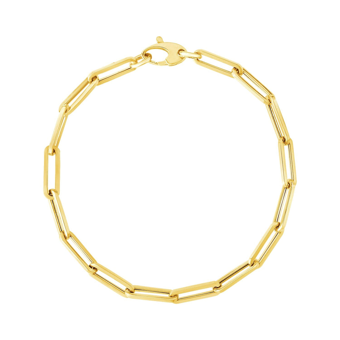 14K Yellow Gold Bold Paperclip Chain Bracelet (4.20 mm) - Coolpeacock
