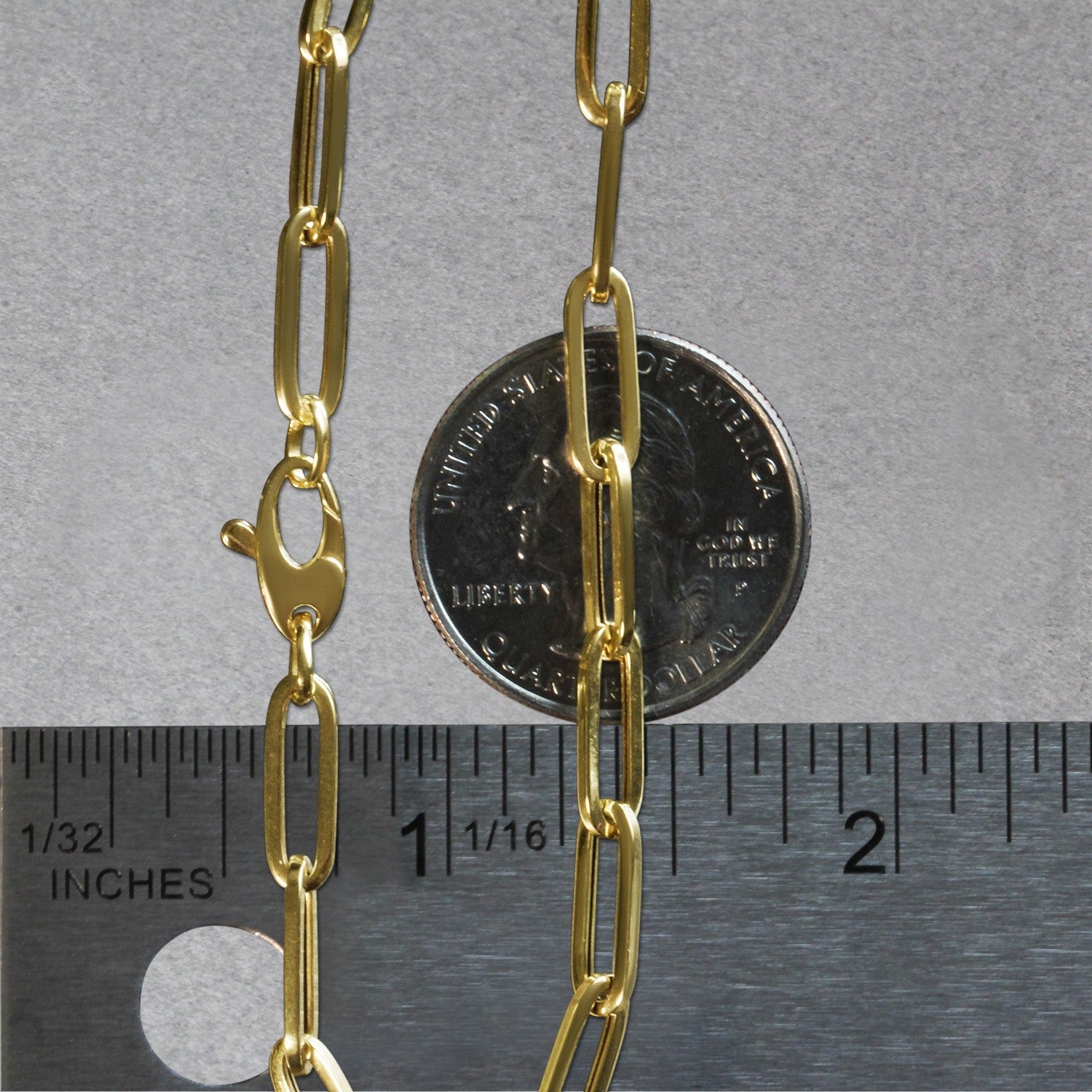14K Yellow Gold Bold Paperclip Chain Bracelet (4.20 mm) - Coolpeacock