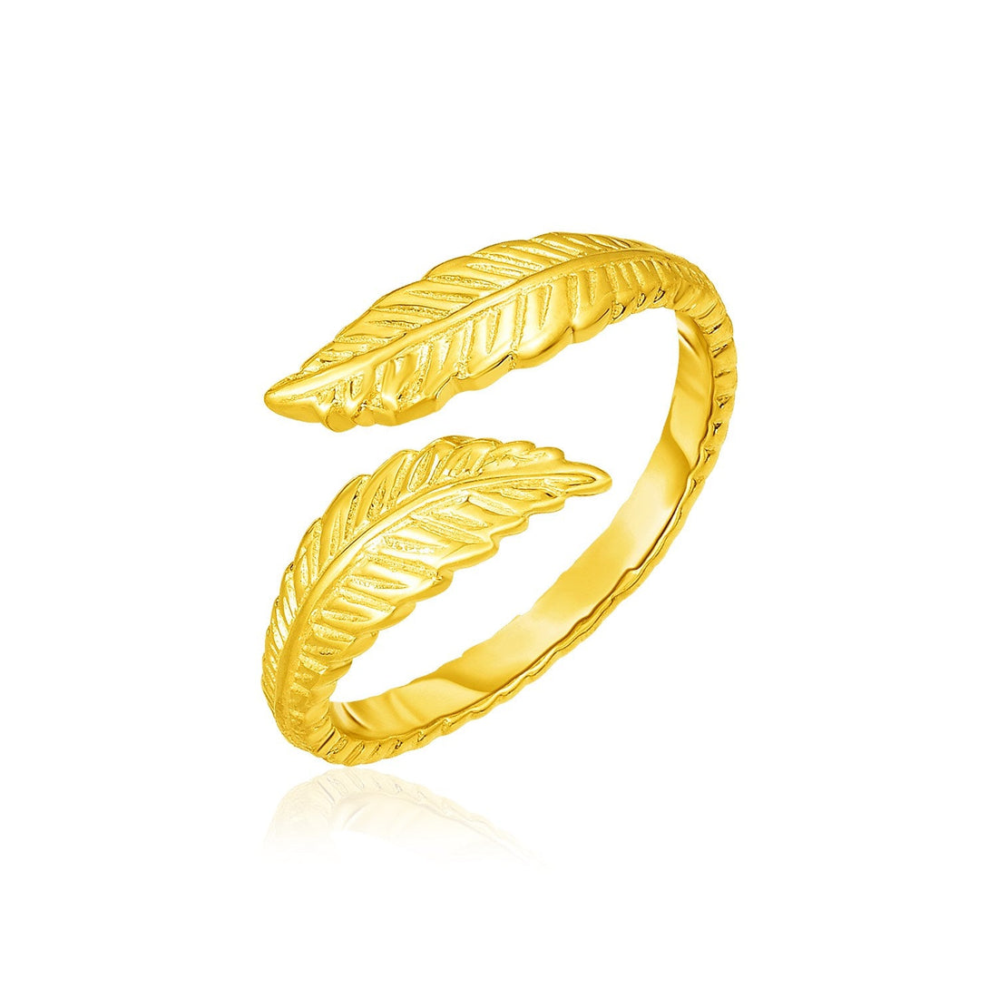 14k Yellow Gold Bypass Style Toe Ring with Leaves - Coolpeacock