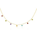 14k Yellow Gold Cable Chain Necklace with Round Multi - Tone Charms - Coolpeacock