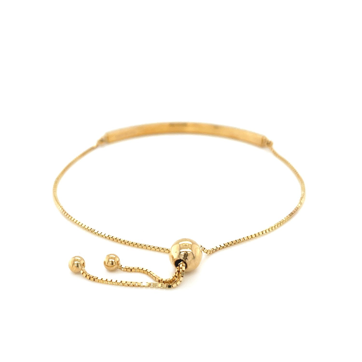 14k Yellow Gold Chain Bar Lariat Style Bracelet (1.00 mm) - Coolpeacock