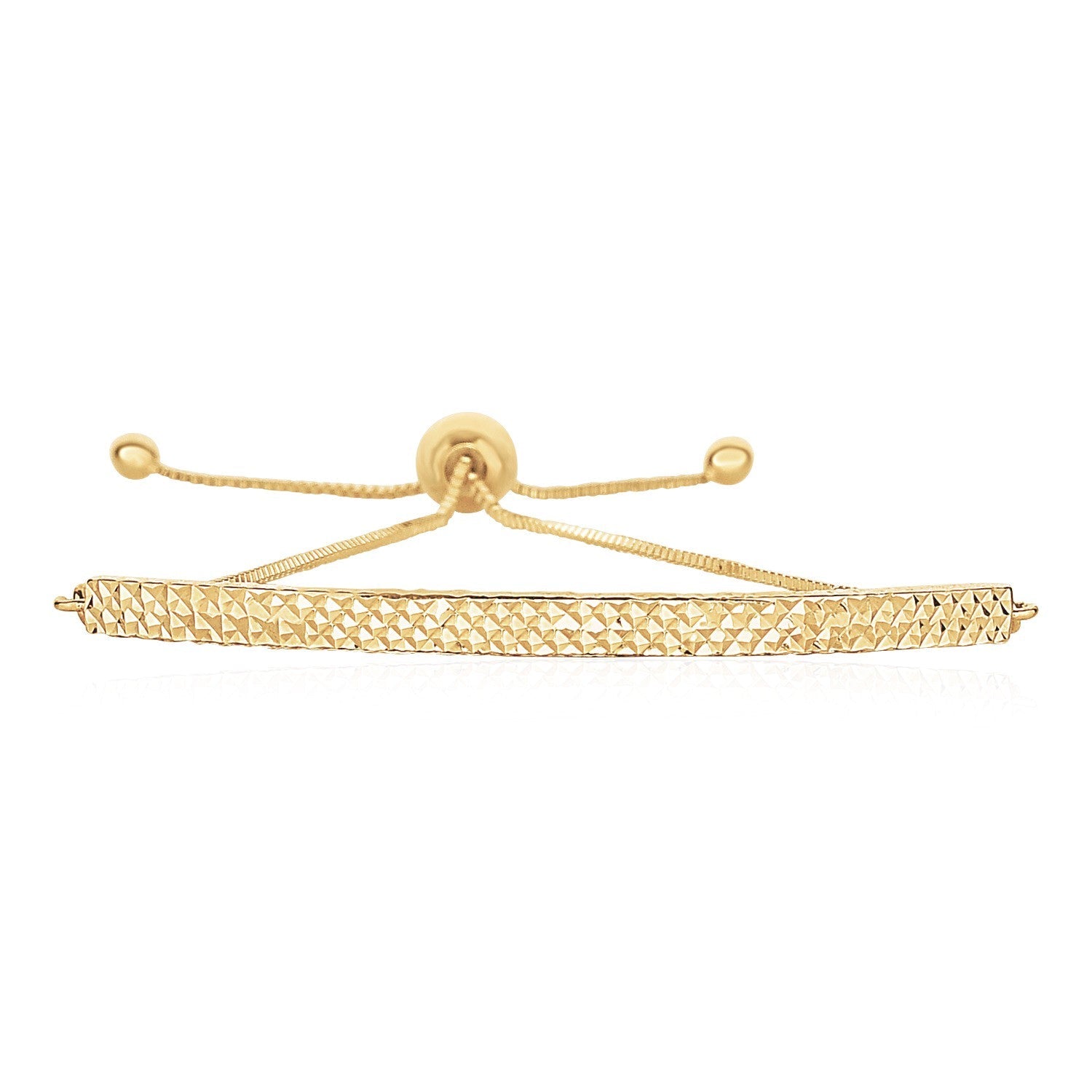 14k Yellow Gold Chain Bar Lariat Style Bracelet (1.00 mm) - Coolpeacock