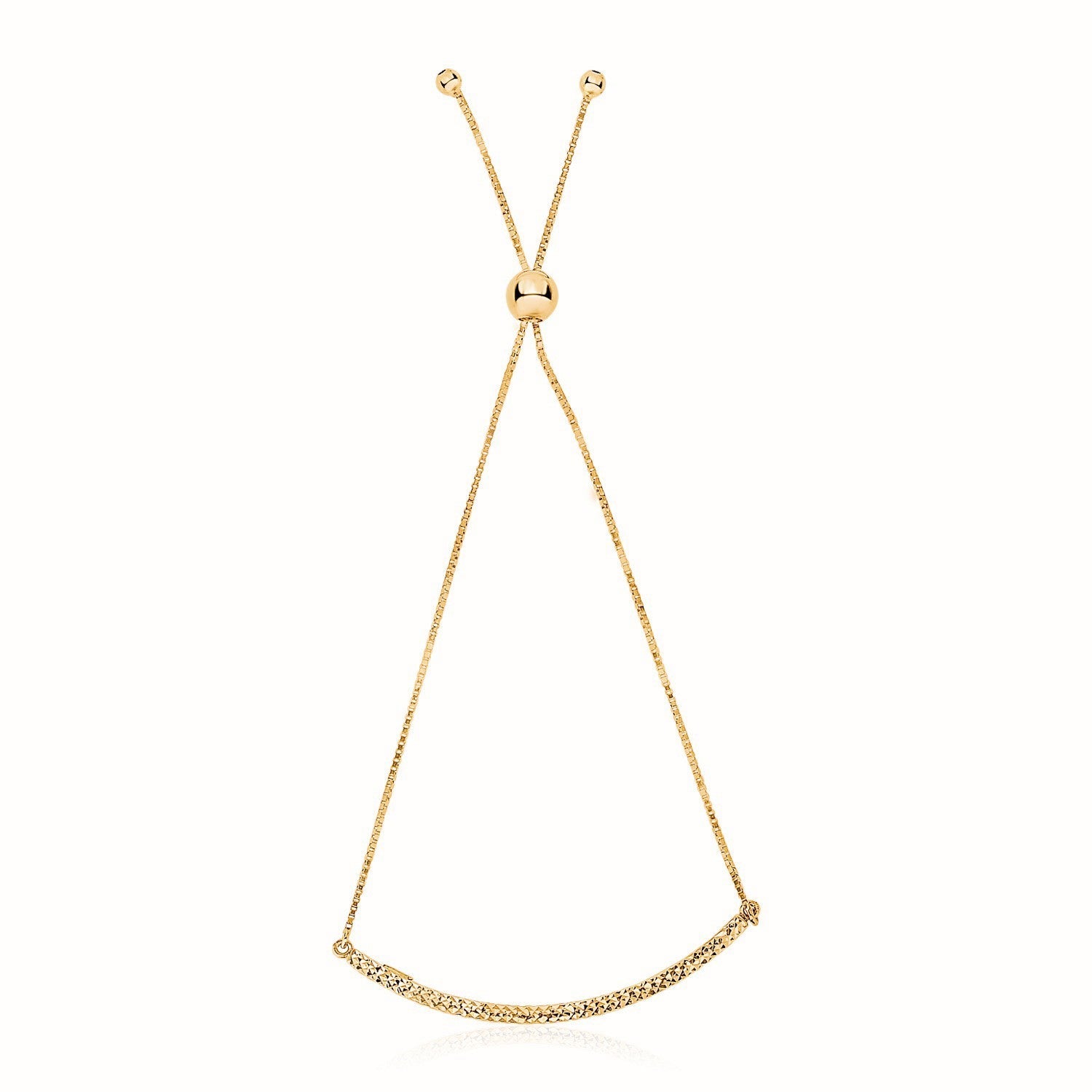 14k Yellow Gold Chain Bar Lariat Style Bracelet (1.00 mm) - Coolpeacock