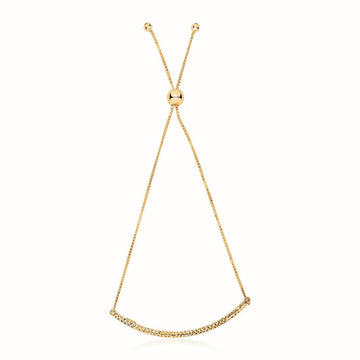 14k Yellow Gold Chain Bar Lariat Style Bracelet (1.00 mm) - Coolpeacock