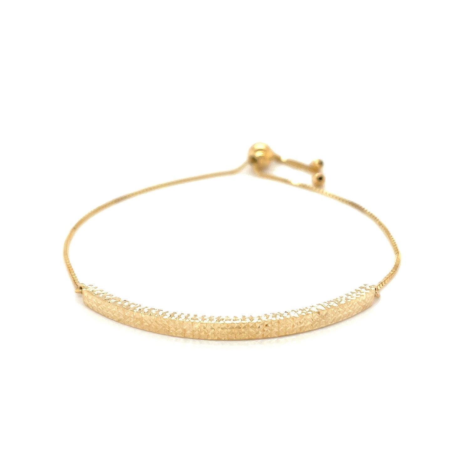 14k Yellow Gold Chain Bar Lariat Style Bracelet (1.00 mm) - Coolpeacock