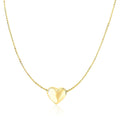 14k Yellow Gold Chain Necklace with Sliding Puffed Heart Charm - Coolpeacock