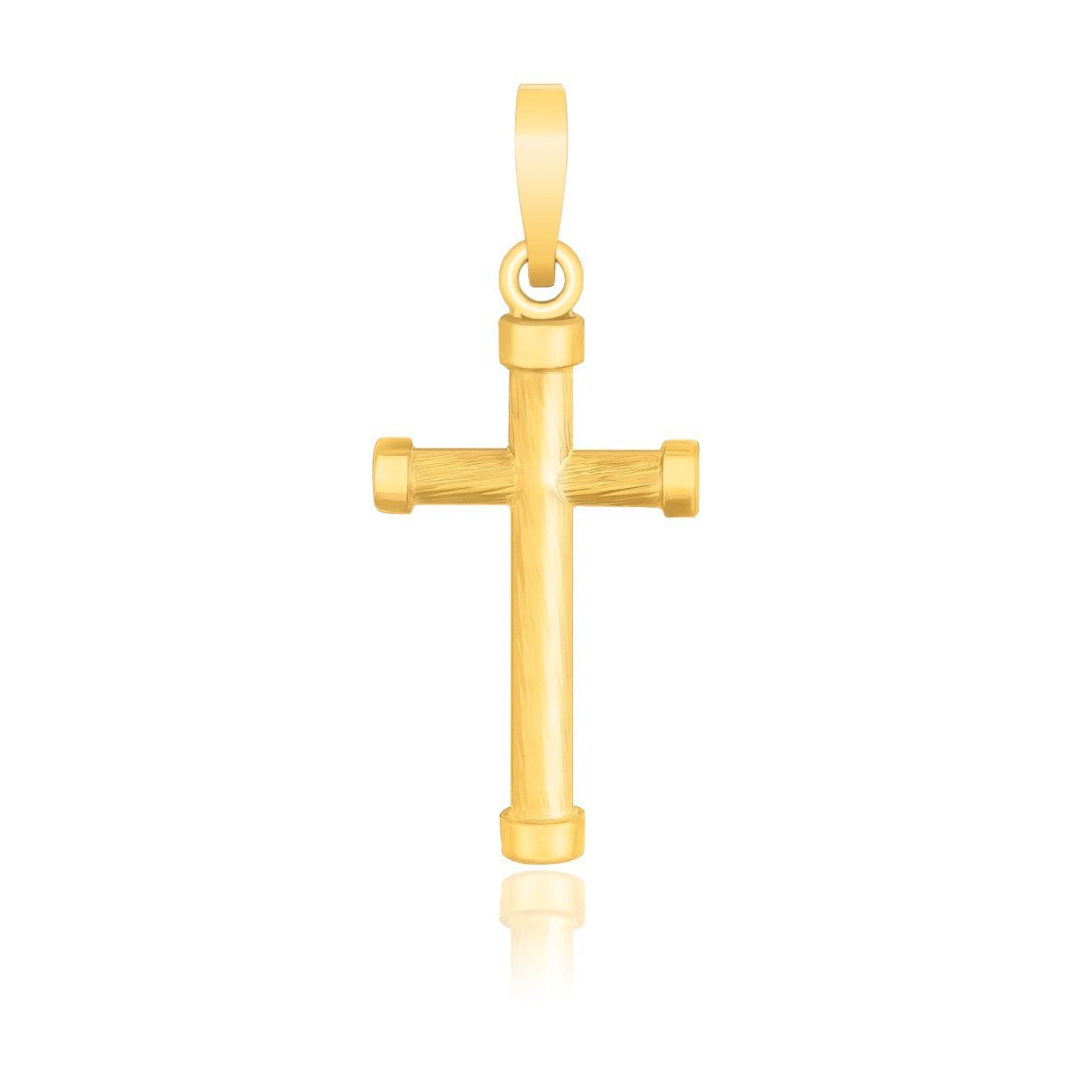 14k Yellow Gold Cross Pendant with Rounded Ends - Coolpeacock