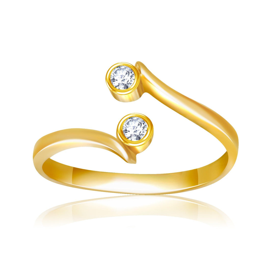 14k Yellow Gold Cubic Zirconia Accented Curve Ended Toe Ring - Coolpeacock