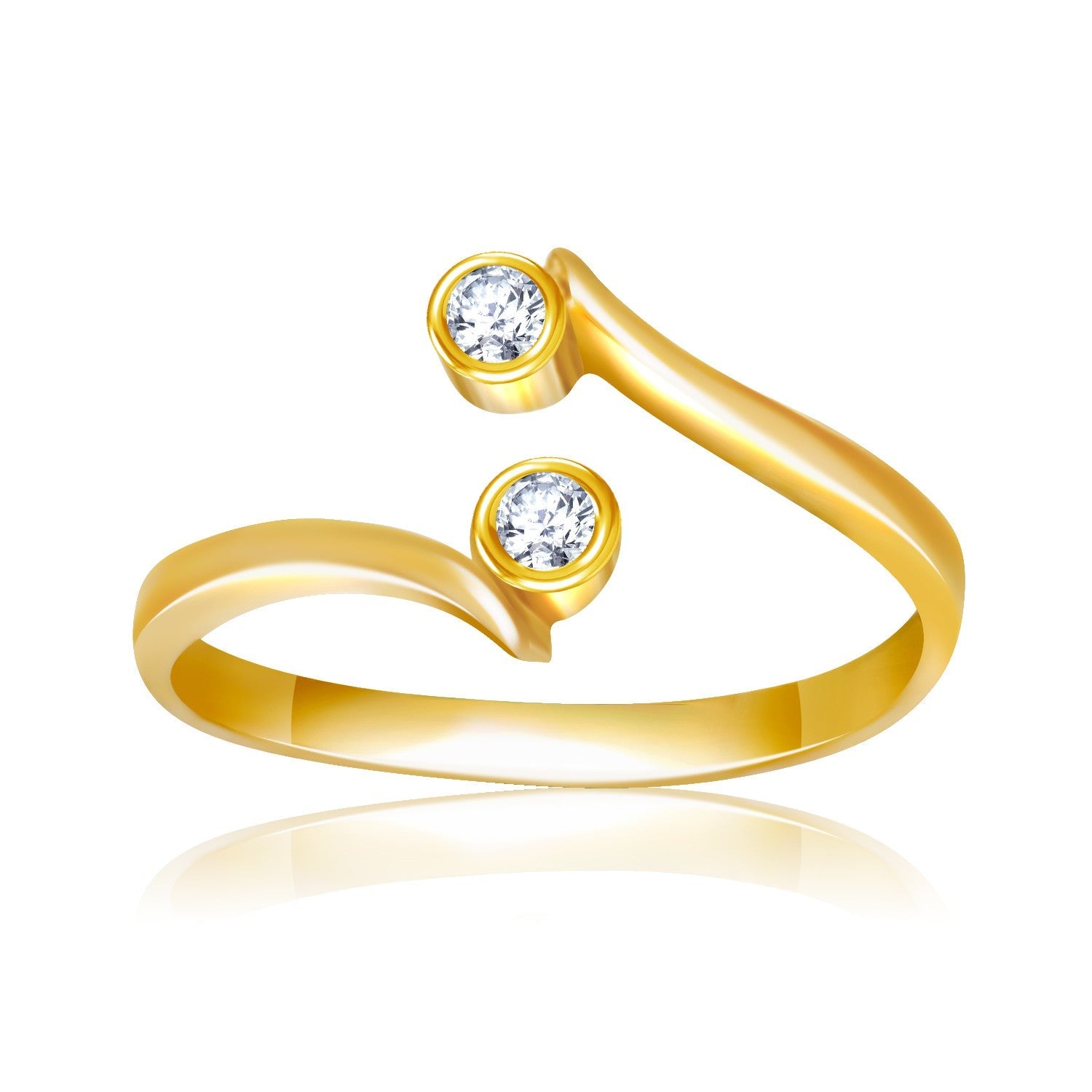 14k Yellow Gold Cubic Zirconia Accented Curve Ended Toe Ring - Coolpeacock