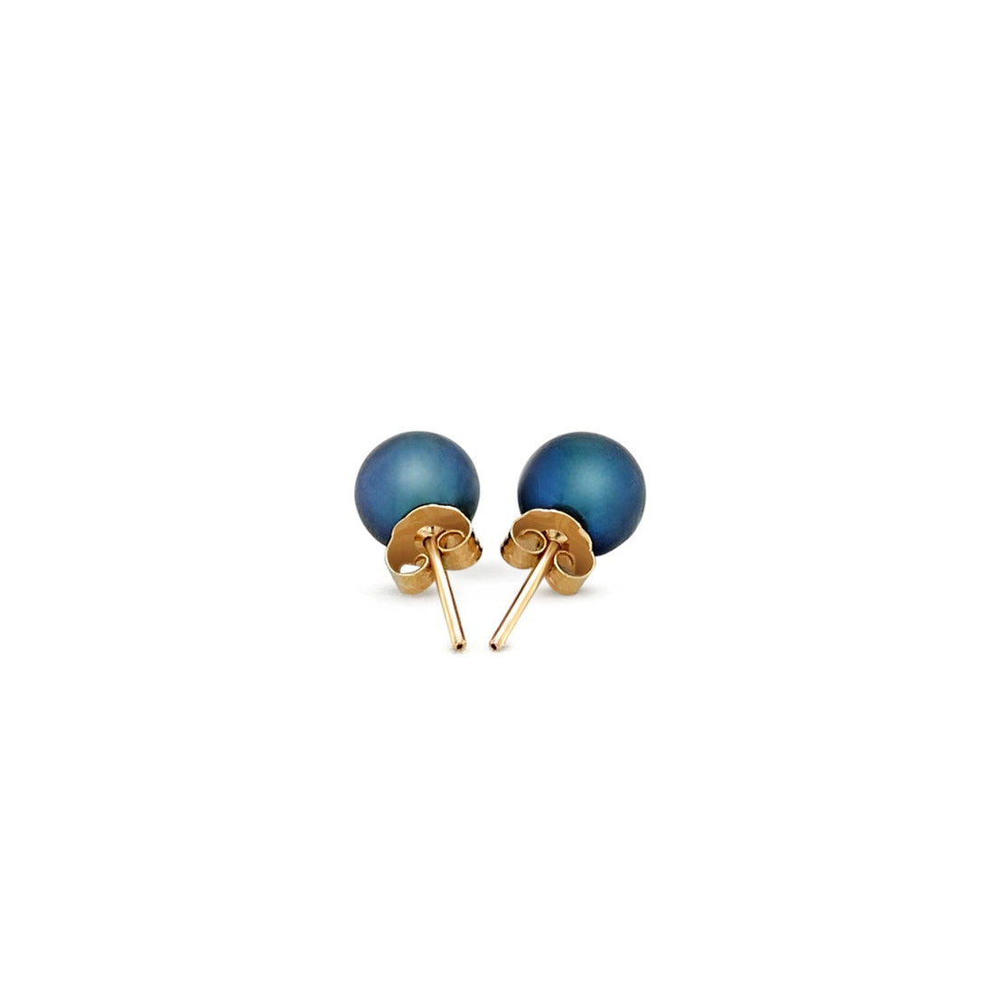 14k Yellow Gold Cultured Black Pearl Stud Earrings (6mm) - Coolpeacock
