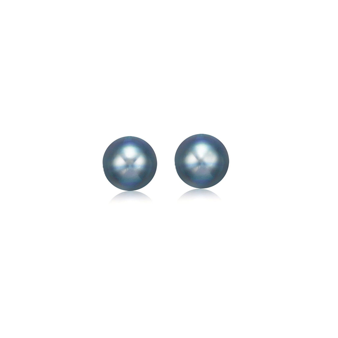 14k Yellow Gold Cultured Black Pearl Stud Earrings (6mm) - Coolpeacock
