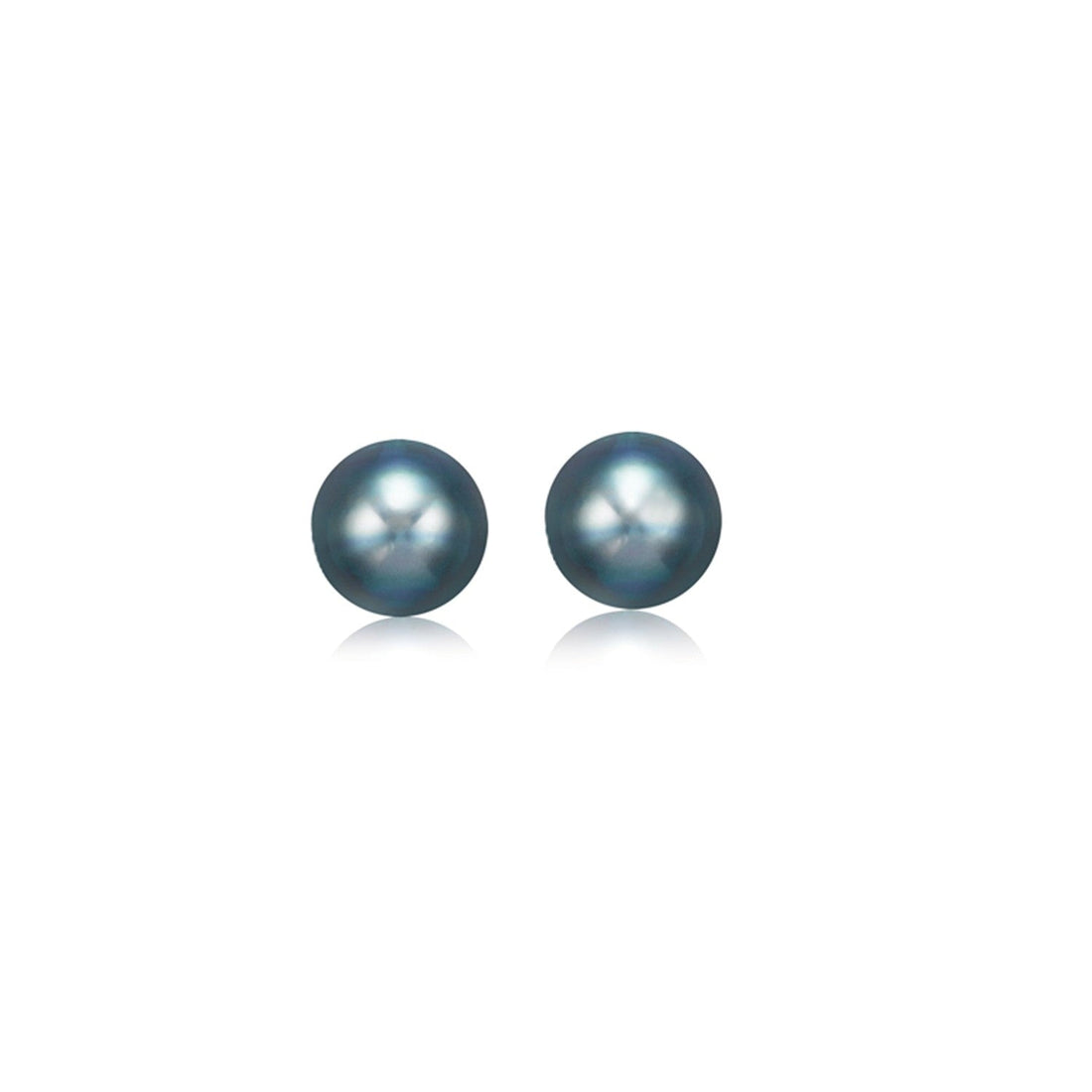 14k Yellow Gold Cultured Black Pearl Stud Earrings (6mm) - Coolpeacock