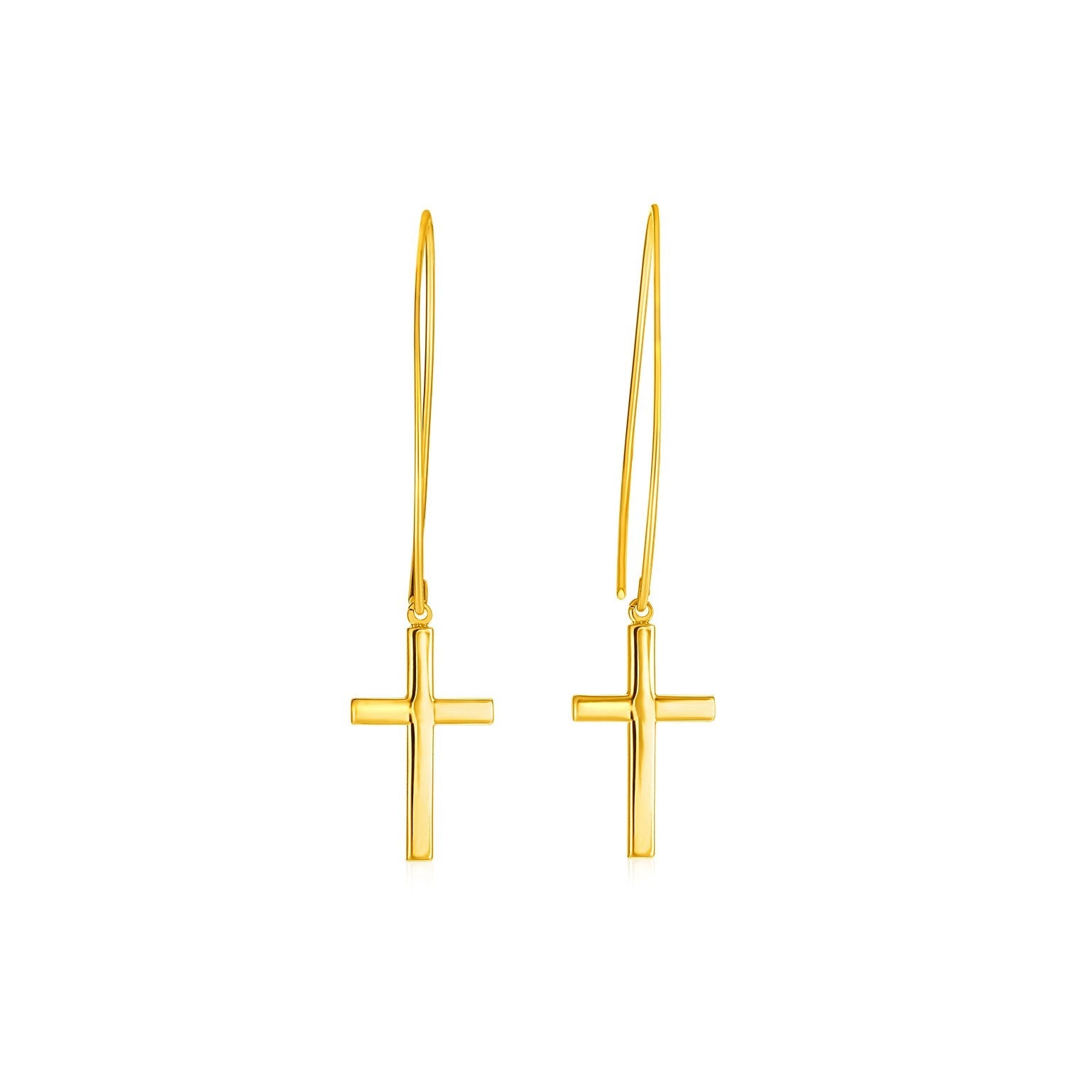 14k Yellow Gold Dangle Cross Earrings - Coolpeacock