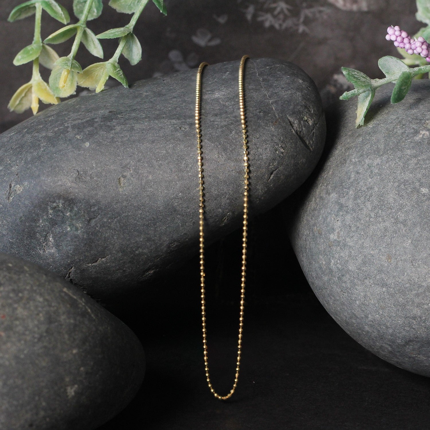 14k Yellow Gold Diamond - Cut Bead Chain (0.90 mm) - Coolpeacock