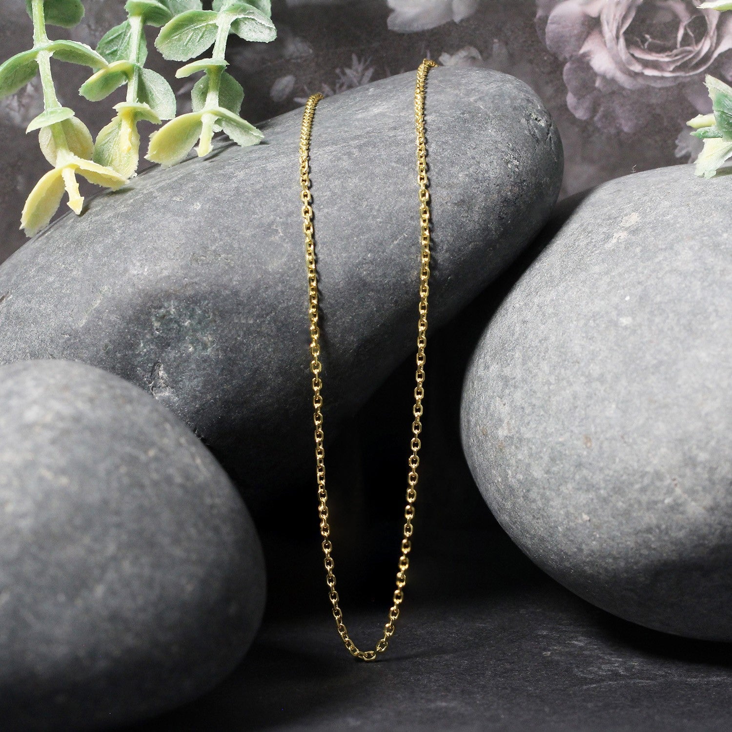 14k Yellow Gold Diamond Cut Cable Link Chain (1.30 mm) - Coolpeacock