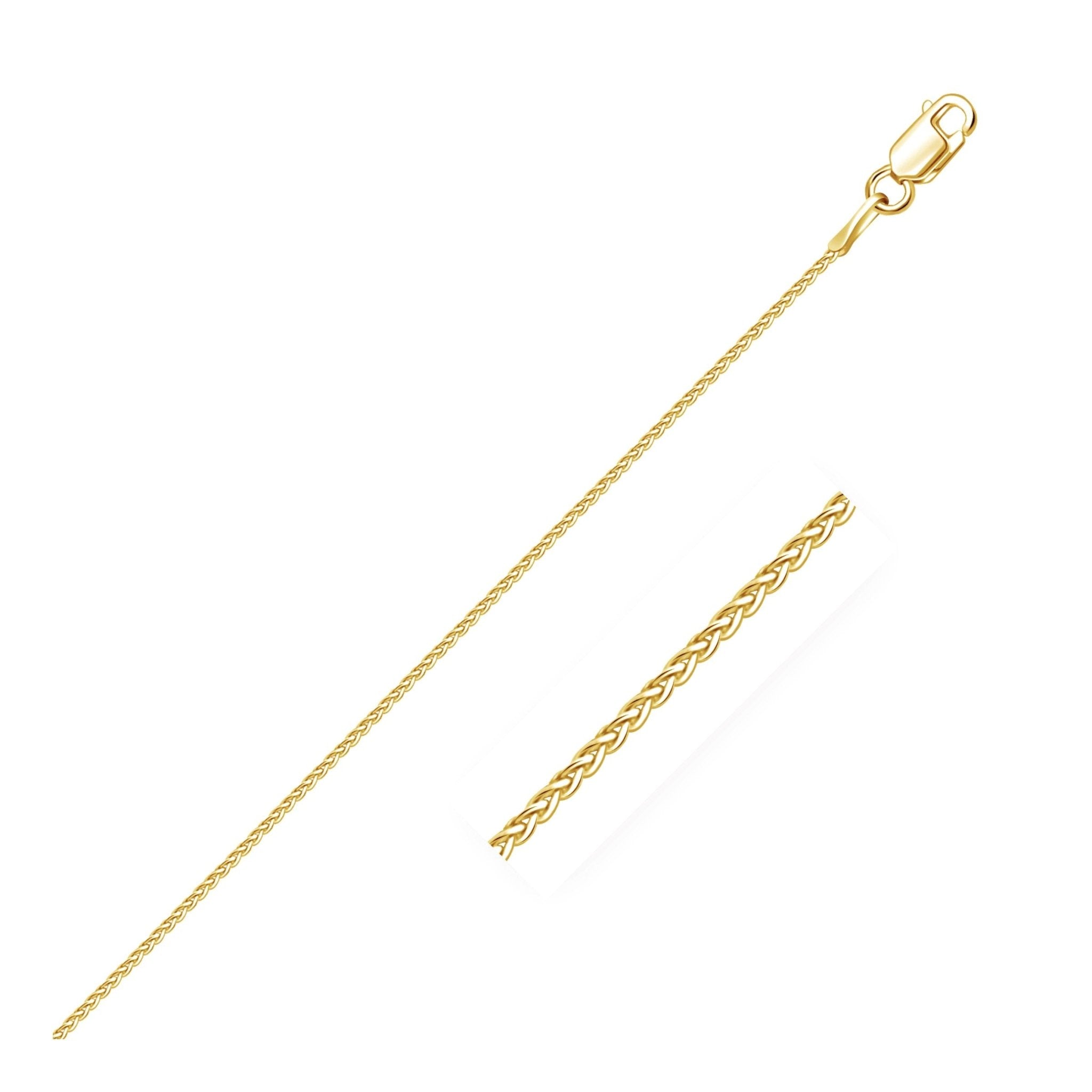 14k Yellow Gold Diamond Cut Round Wheat Chain (1.00 mm) - Coolpeacock