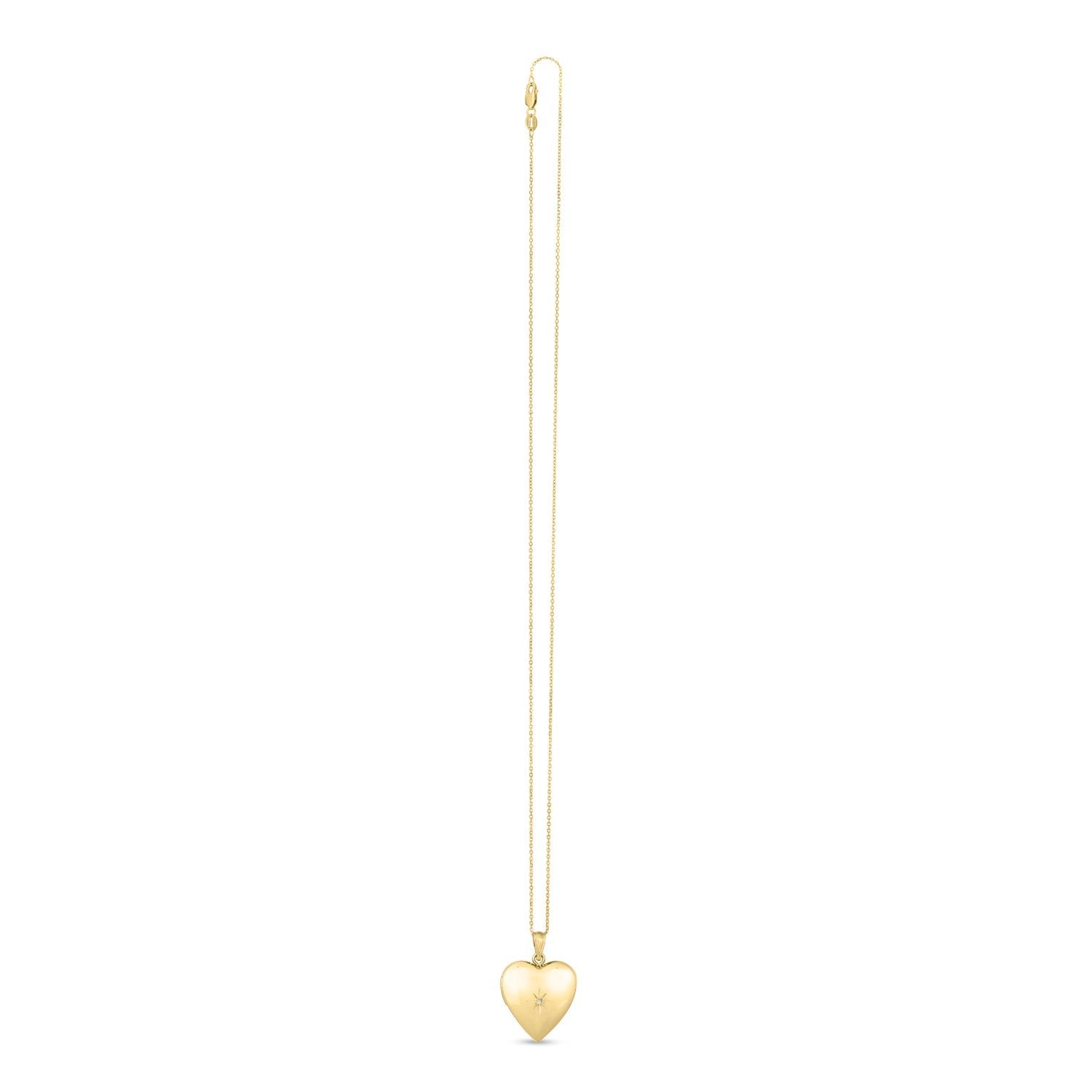 14k Yellow Gold Diamond Heart Locket Necklace - Coolpeacock