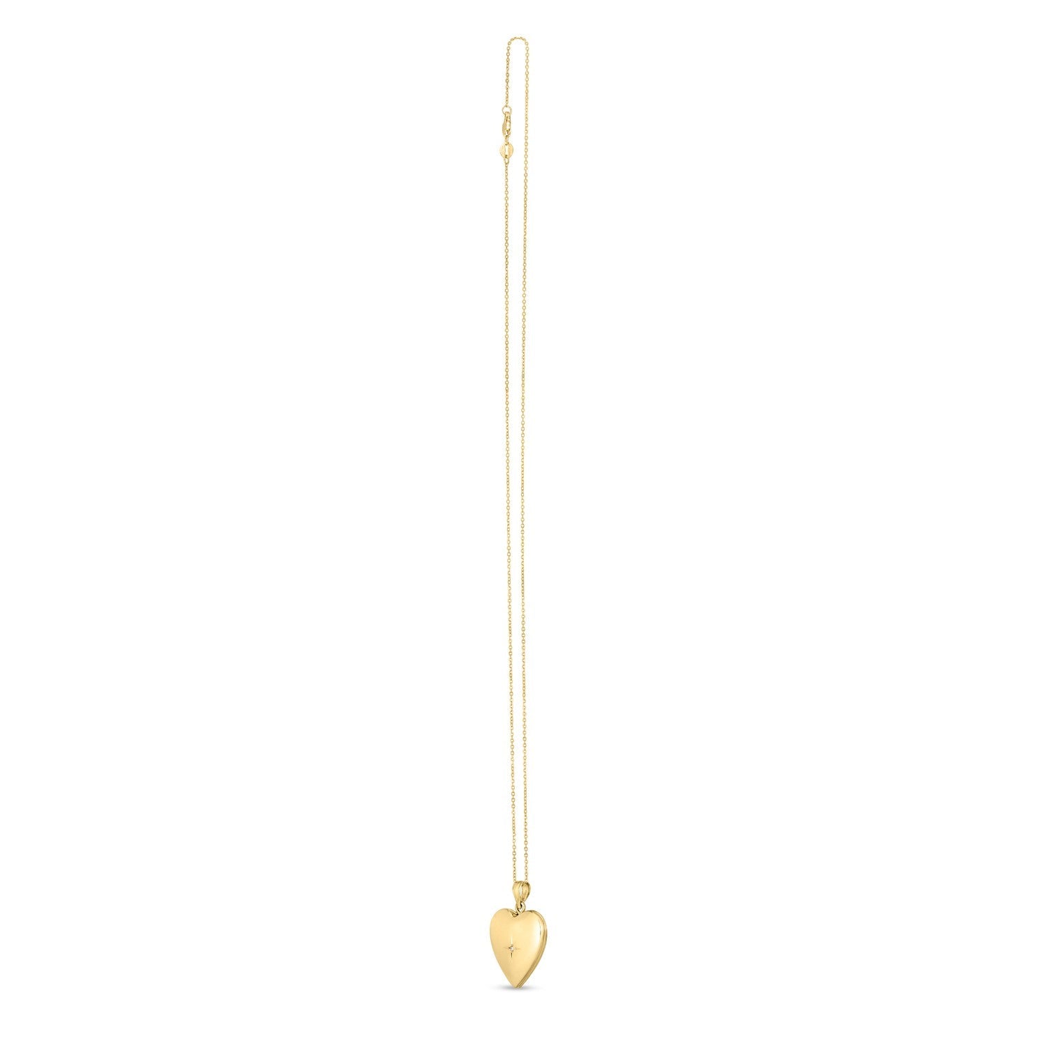 14k Yellow Gold Diamond Heart Locket Necklace - Coolpeacock