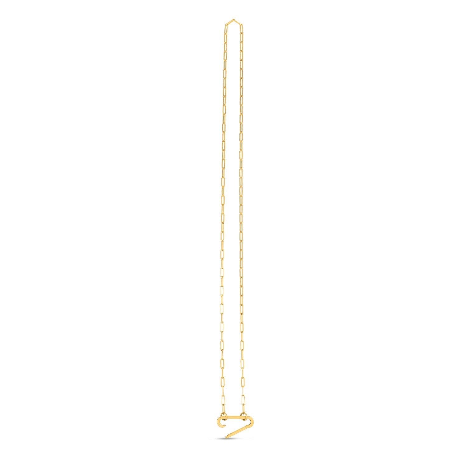 14k Yellow Gold Elongated Link Paperclip Necklace - Coolpeacock
