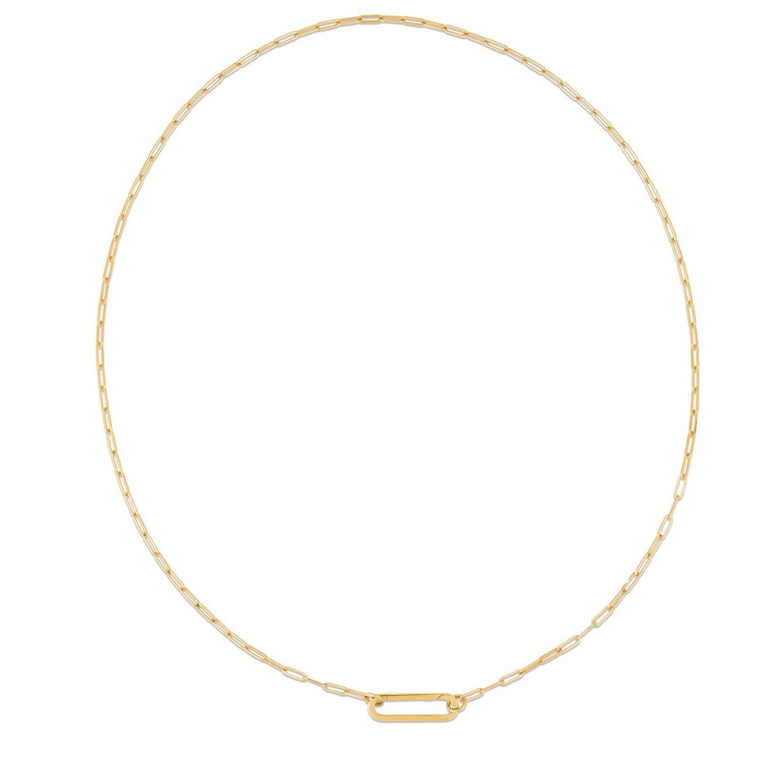 14k Yellow Gold Elongated Link Paperclip Necklace - Coolpeacock
