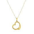 14k Yellow Gold Floating Heart Drop Pendant - Coolpeacock