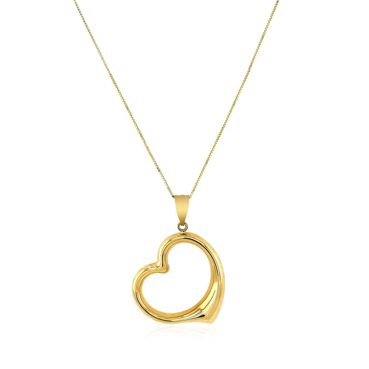 14k Yellow Gold Floating Heart Drop Pendant - Coolpeacock