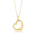 14k Yellow Gold Floating Heart Drop Pendant - Coolpeacock