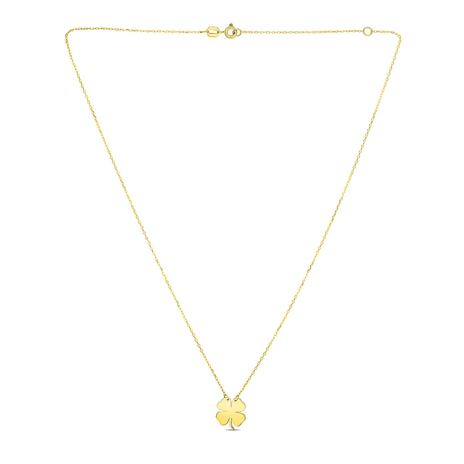 14K Yellow Gold Four Leaf Clover Necklace - Coolpeacock