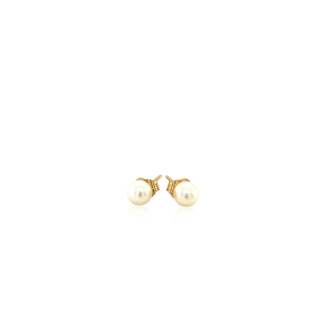 14k Yellow Gold Freshwater Cultured White Pearl Stud Earrings (4mm) - Coolpeacock