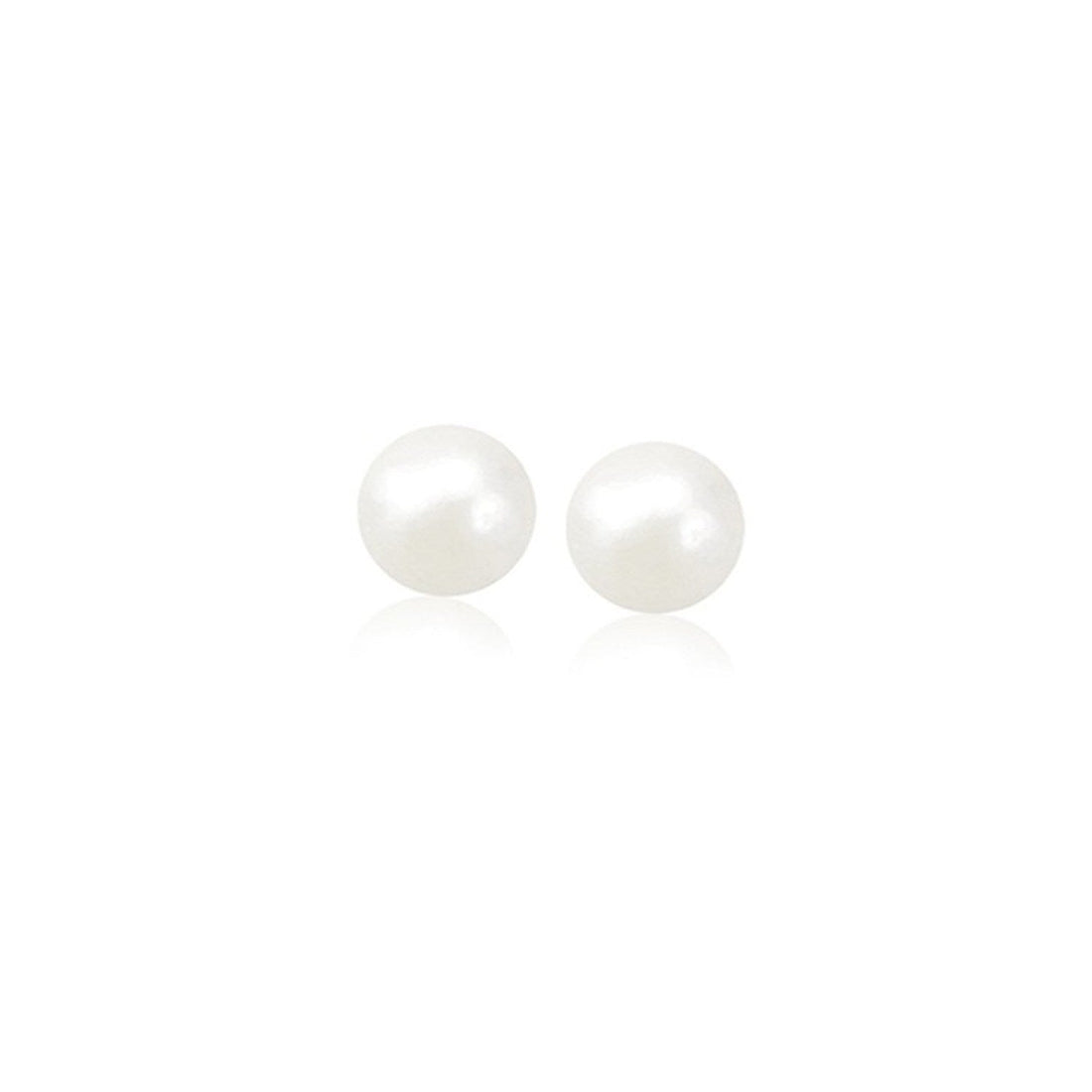 14k Yellow Gold Freshwater Cultured White Pearl Stud Earrings (4mm) - Coolpeacock