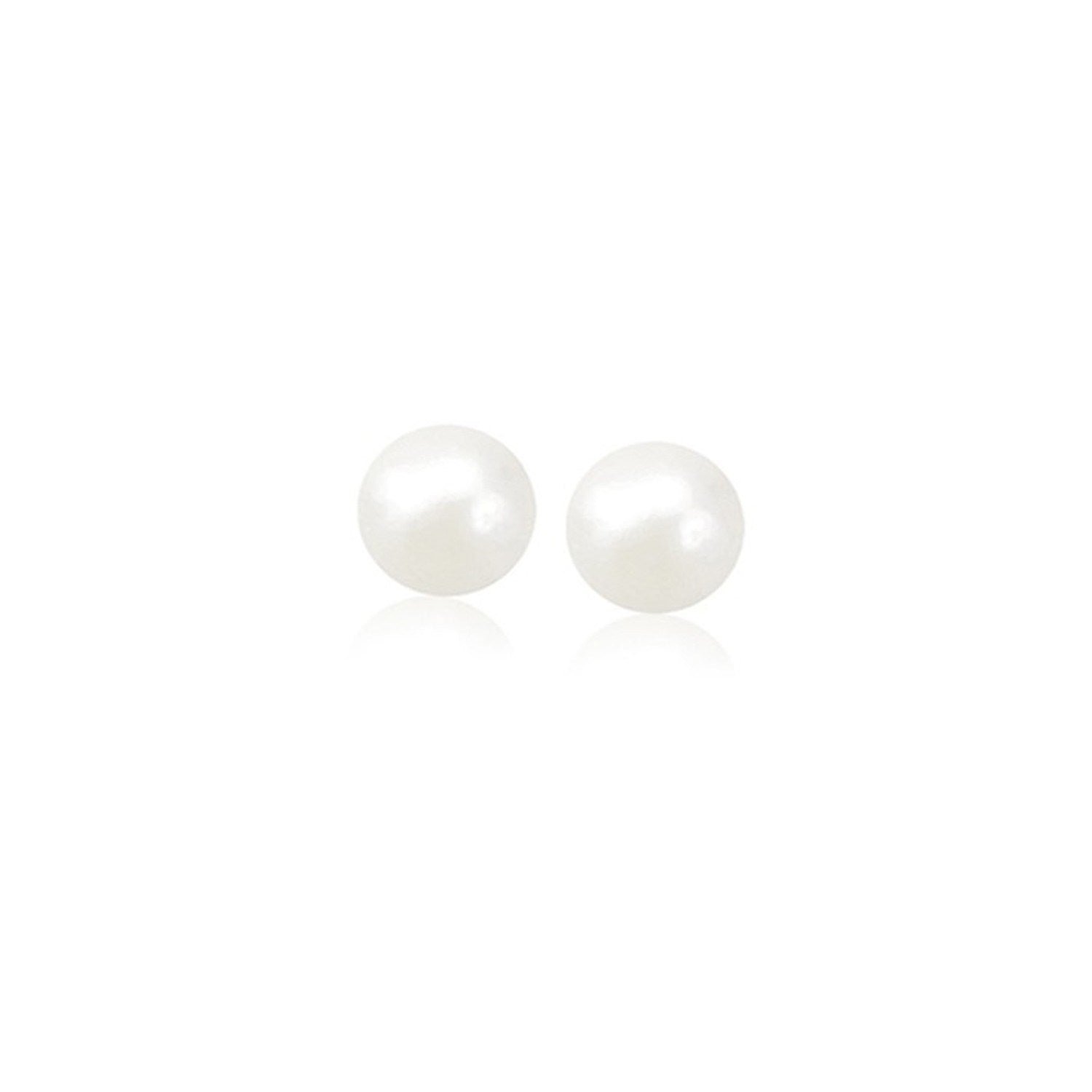 14k Yellow Gold Freshwater Cultured White Pearl Stud Earrings (4mm) - Coolpeacock